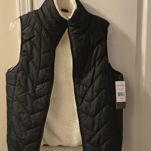 Elegant Black Quilted Vest with Cream Interior